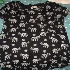Black elephant print shirt